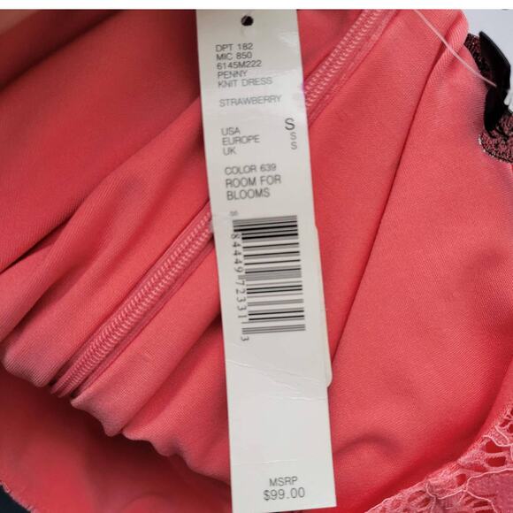 Preston & York Penny Knit Dress Pink Lace Short Sleeve Sheath Dress Women Sz S - Picture 7 of 7